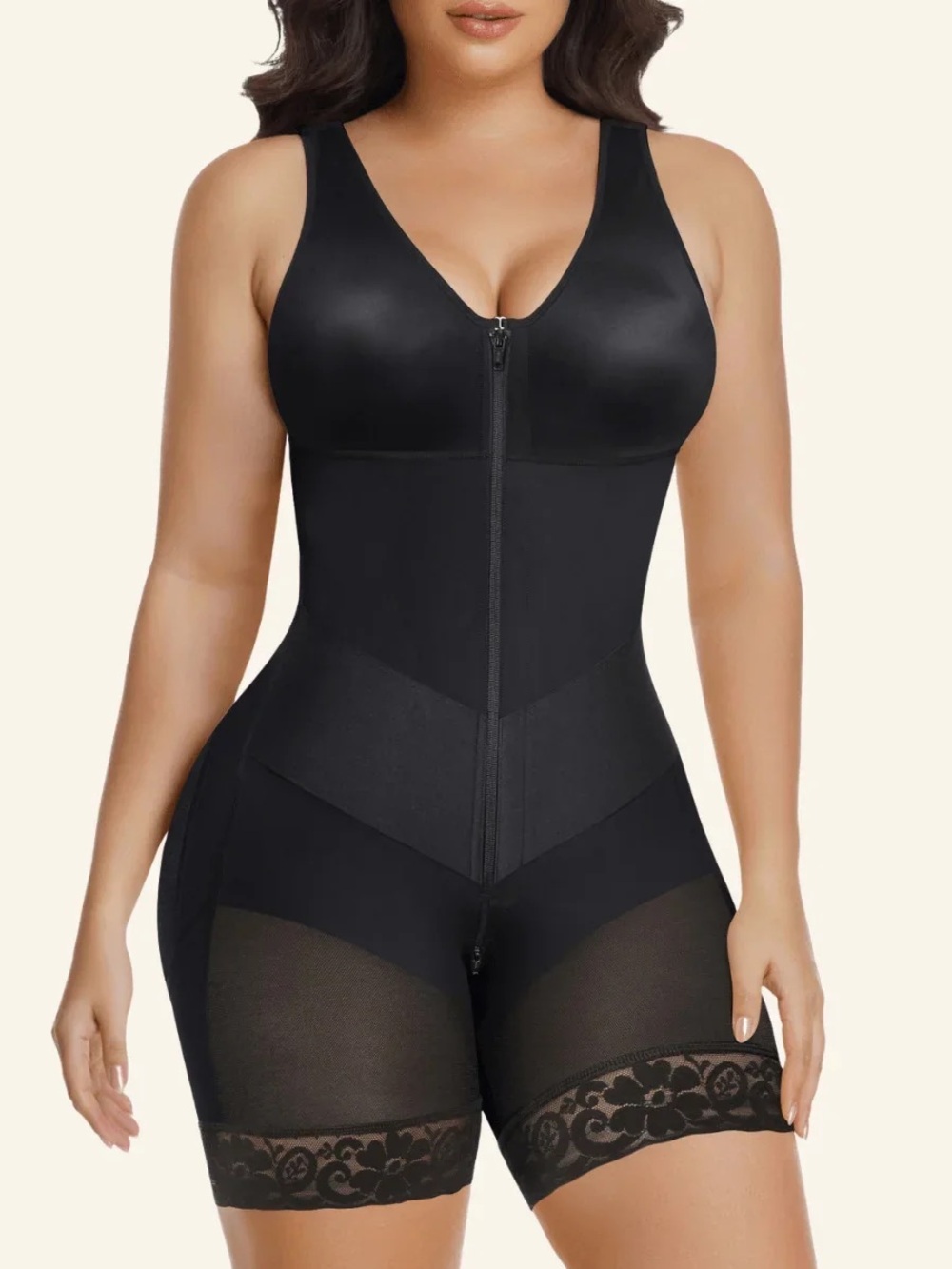 Plus Size Black Waist-Contouring Shapewear Bodysuit by